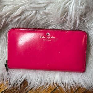 Kate Spade Wallet on Hot Pink with Gold Hardware